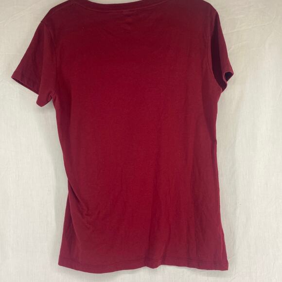 Burgundy V-neck sequin eye w/drips sz Large - Picture 3 of 4